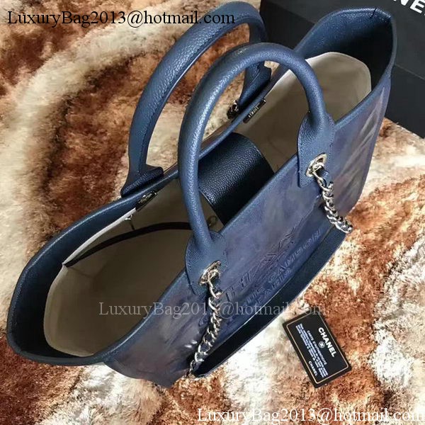 Chanel Tote Shopping Bag Original Leather A68046 Blue Chanel Tote Shopping Bag Original Leather A68046 Blue