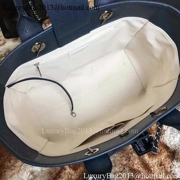 Chanel Tote Shopping Bag Original Leather A68046 Blue Chanel Tote Shopping Bag Original Leather A68046 Blue