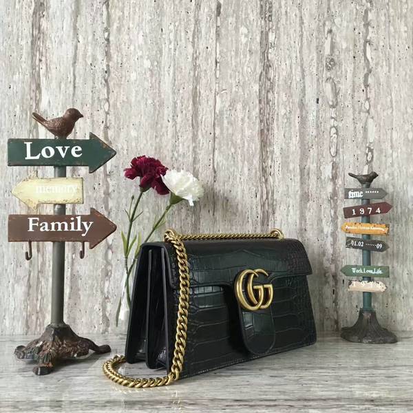 Gucci GG Marmont Crocodile Leather Shoulder Bag 431777 Black Gucci GG Marmont Crocodile Leather Shoulder Bag 431777 Black