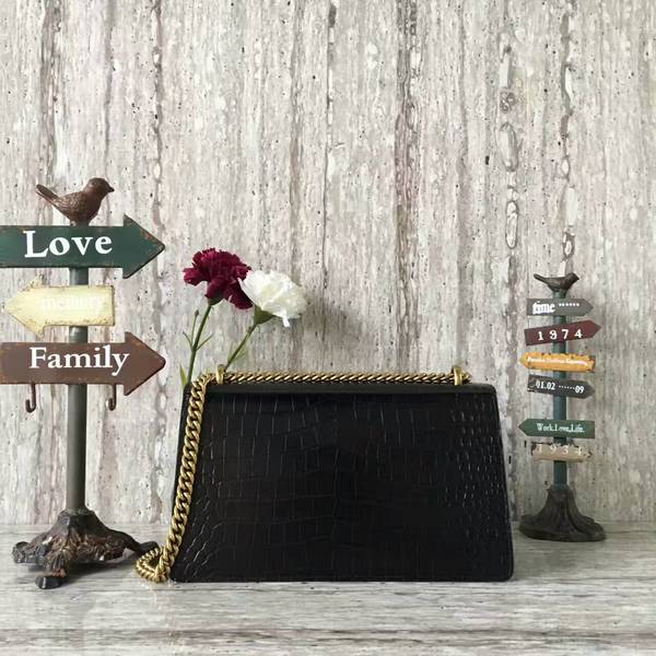 Gucci GG Marmont Crocodile Leather Shoulder Bag 431777 Black Gucci GG Marmont Crocodile Leather Shoulder Bag 431777 Black
