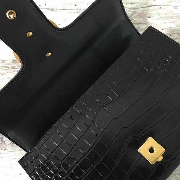 Gucci GG Marmont Crocodile Leather Shoulder Bag 431777 Black Gucci GG Marmont Crocodile Leather Shoulder Bag 431777 Black