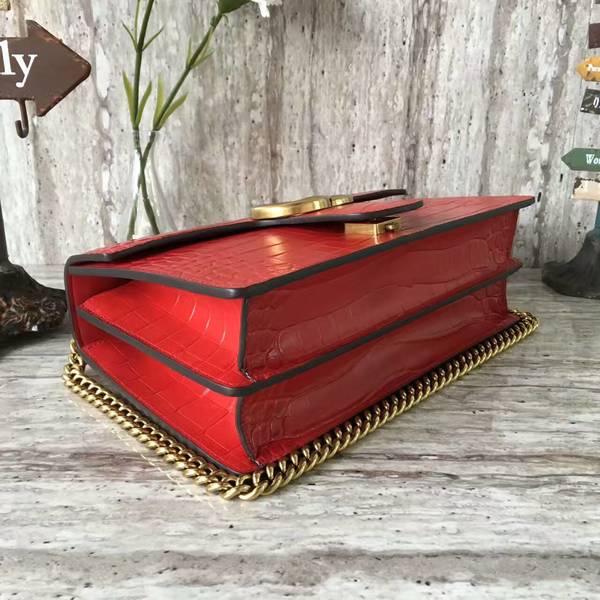 Gucci GG Marmont Crocodile Leather Shoulder Bag 431777 Red Gucci GG Marmont Crocodile Leather Shoulder Bag 431777 Red