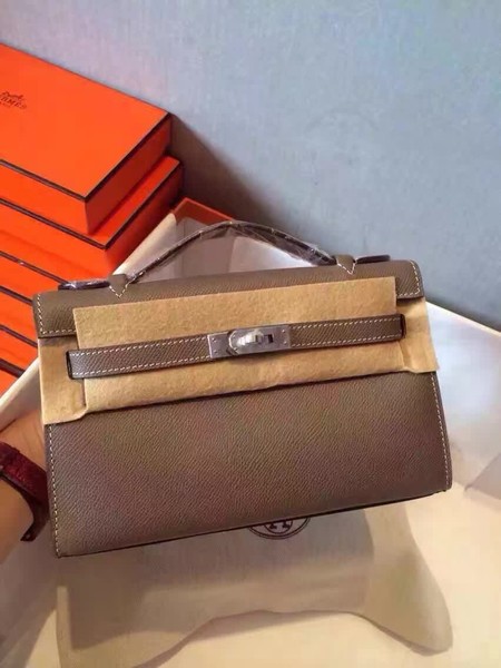 Hermes Kelly 22cm Tote Bag Original Leather KL22 Grey