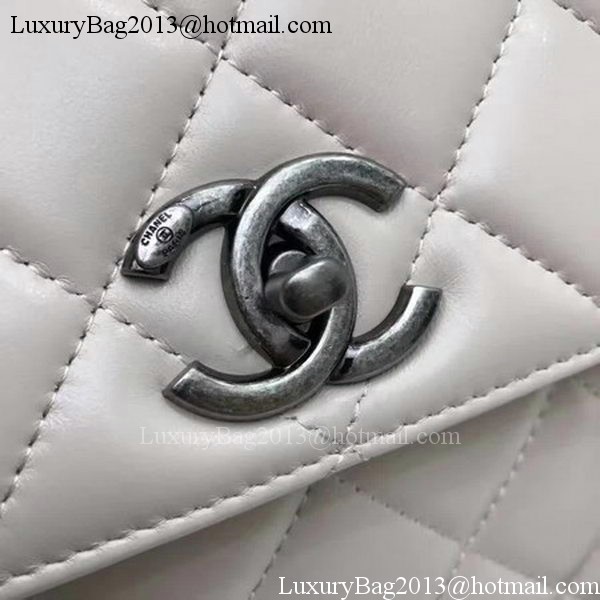 Chanel Classic Top Handle Bag Apricot Sheepskin Leather A92991 Silver Chanel Classic Top Handle Bag Apricot Sheepskin Leather A92991 Silver