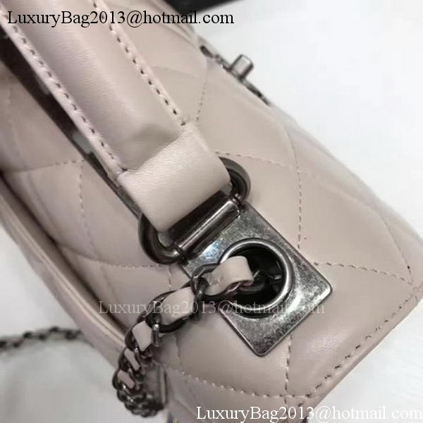 Chanel Classic Top Handle Bag Apricot Sheepskin Leather A92991 Silver Chanel Classic Top Handle Bag Apricot Sheepskin Leather A92991 Silver