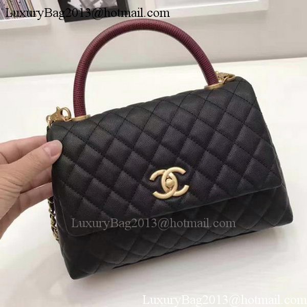 Chanel Classic Top Handle Bag Black Sheepskin Leather A92991 Silver Chanel Classic Top Handle Bag Black Sheepskin Leather A92991 Silver