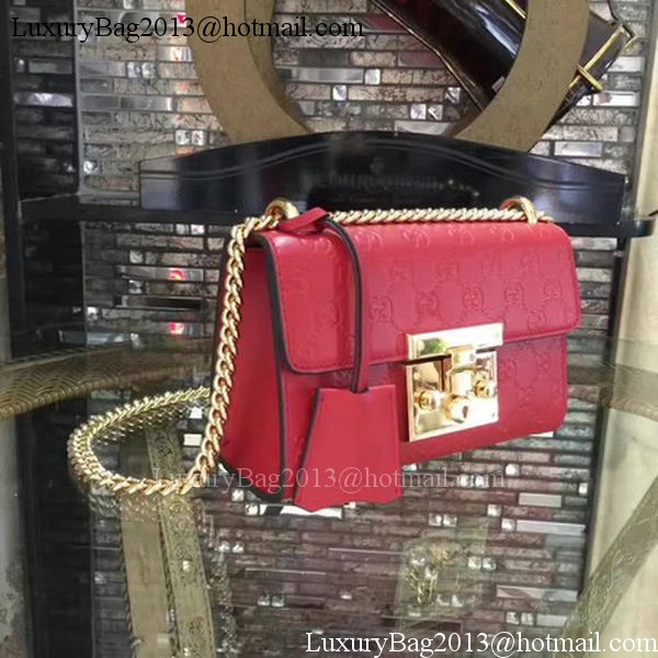 Gucci Padlock Gucci Signature Mini Shoulder Bag 409487 Red Gucci Padlock Gucci Signature Mini Shoulder Bag 409487 Red
