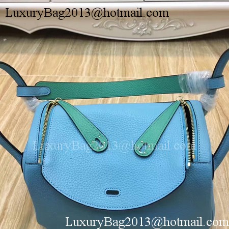 Hermes Lindy 30CM Original Leather Shoulder Bag LD30 Blue&Green Hermes Lindy 30CM Original Leather Shoulder Bag LD30 Blue&Green