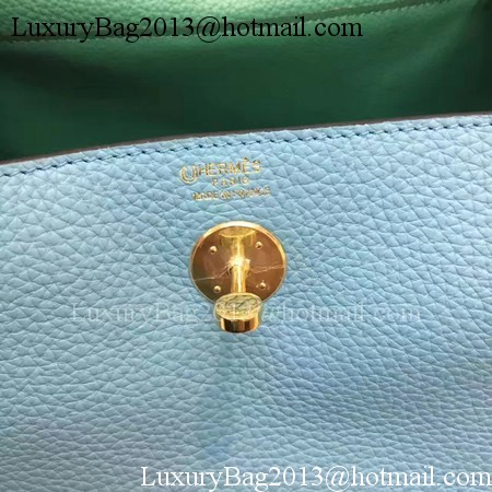 Hermes Lindy 30CM Original Leather Shoulder Bag LD30 Blue&Green Hermes Lindy 30CM Original Leather Shoulder Bag LD30 Blue&Green