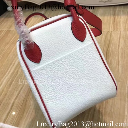 Hermes Lindy 30CM Original Leather Shoulder Bag LD30 White&Red Hermes Lindy 30CM Original Leather Shoulder Bag LD30 White&Red