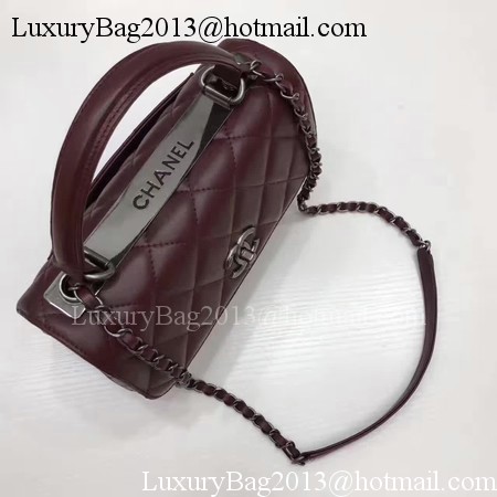 Chanel Classic Top Handle Bag Original Sheepskin Leather A92991 Wine Chanel Classic Top Handle Bag Original Sheepskin Leather A92991 Wine