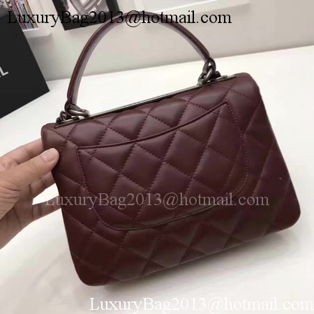 Chanel Classic Top Handle Bag Original Sheepskin Leather A92991 Wine Chanel Classic Top Handle Bag Original Sheepskin Leather A92991 Wine