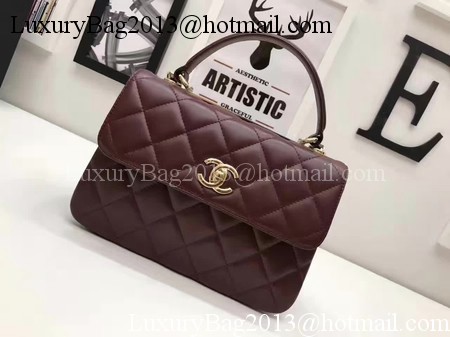 Chanel Classic Top Handle Bag Original Sheepskin Leather A92991 Wine Chanel Classic Top Handle Bag Original Sheepskin Leather A92991 Wine