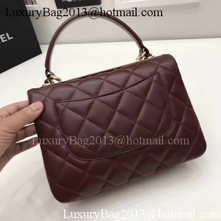 Chanel Classic Top Handle Bag Original Sheepskin Leather A92991 Wine Chanel Classic Top Handle Bag Original Sheepskin Leather A92991 Wine