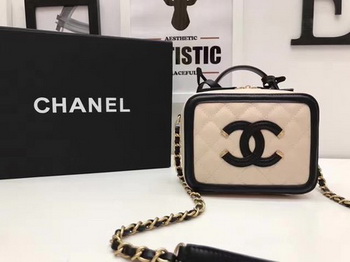 Chanel Cosmetic Bag Original Cannage Pattern A93341 Apricot&Black Chanel Cosmetic Bag Original Cannage Pattern A93341 Apricot&Black