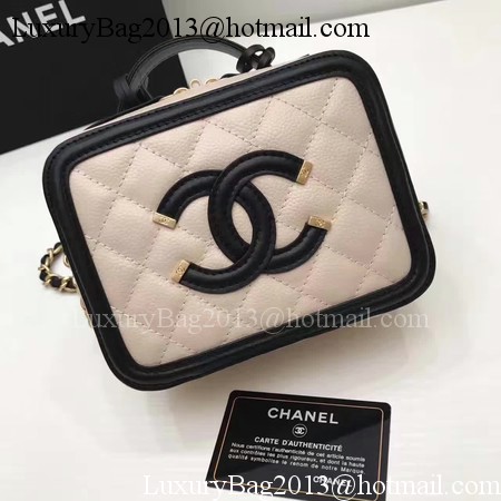 Chanel Cosmetic Bag Original Cannage Pattern A93341 Apricot&Black Chanel Cosmetic Bag Original Cannage Pattern A93341 Apricot&Black