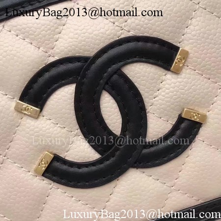 Chanel Cosmetic Bag Original Cannage Pattern A93341 Apricot&Black Chanel Cosmetic Bag Original Cannage Pattern A93341 Apricot&Black