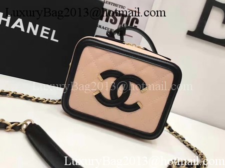 Chanel Cosmetic Bag Original Cannage Pattern A93341 Pink&Black Chanel Cosmetic Bag Original Cannage Pattern A93341 Pink&Black