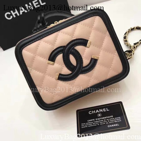 Chanel Cosmetic Bag Original Cannage Pattern A93341 Pink&Black Chanel Cosmetic Bag Original Cannage Pattern A93341 Pink&Black