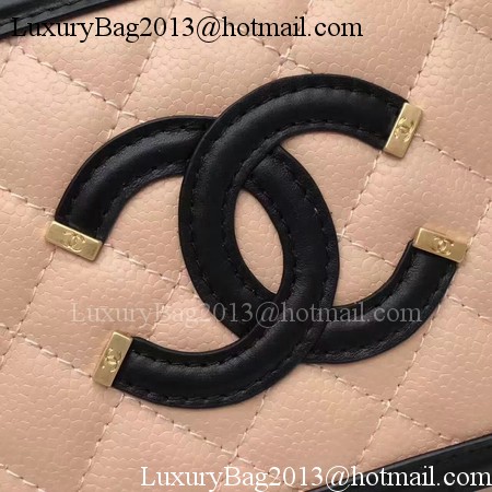 Chanel Cosmetic Bag Original Cannage Pattern A93341 Pink&Black Chanel Cosmetic Bag Original Cannage Pattern A93341 Pink&Black