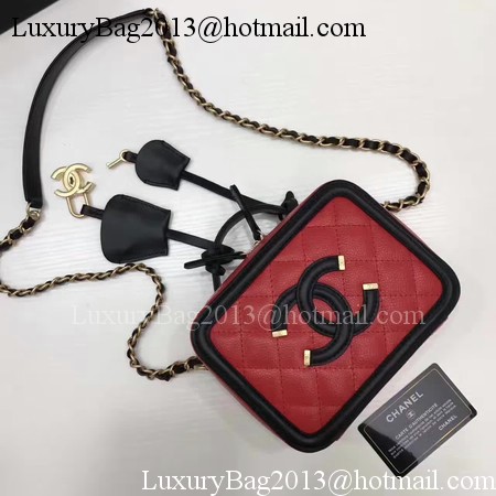 Chanel Cosmetic Bag Original Cannage Pattern A93341 Red&Black Chanel Cosmetic Bag Original Cannage Pattern A93341 Red&Black