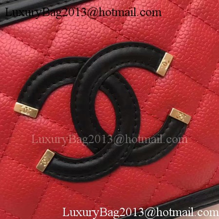 Chanel Cosmetic Bag Original Cannage Pattern A93341 Red&Black Chanel Cosmetic Bag Original Cannage Pattern A93341 Red&Black
