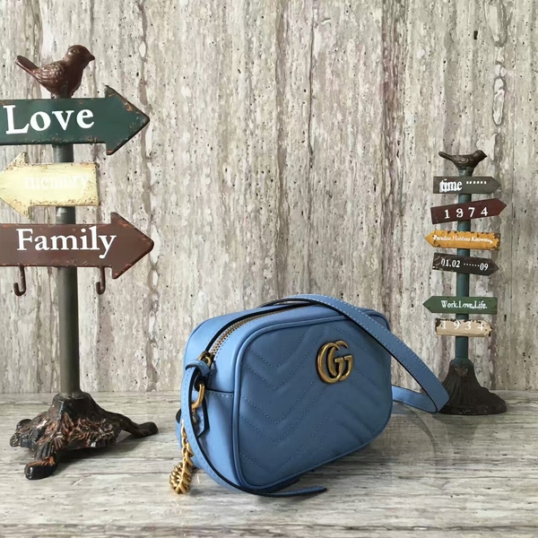 Gucci GG Marmont Matelasse Mini Shoulder Bag 448065A Blue Gucci GG Marmont Matelasse Mini Shoulder Bag 448065A Blue