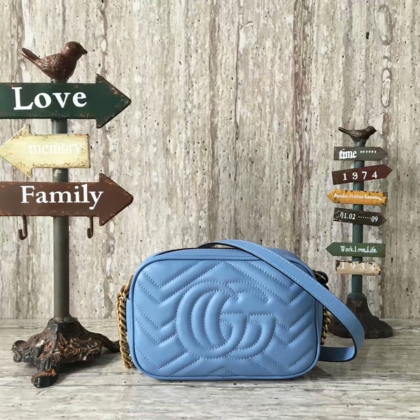 Gucci GG Marmont Matelasse Mini Shoulder Bag 448065A Blue Gucci GG Marmont Matelasse Mini Shoulder Bag 448065A Blue