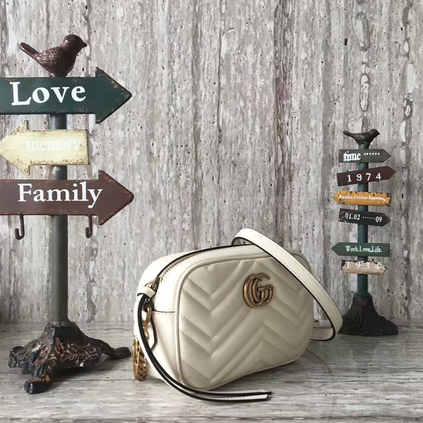 Gucci GG Marmont Matelasse Mini Shoulder Bag 448065A White Gucci GG Marmont Matelasse Mini Shoulder Bag 448065A White