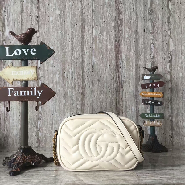 Gucci GG Marmont Matelasse Mini Shoulder Bag 448065A White Gucci GG Marmont Matelasse Mini Shoulder Bag 448065A White