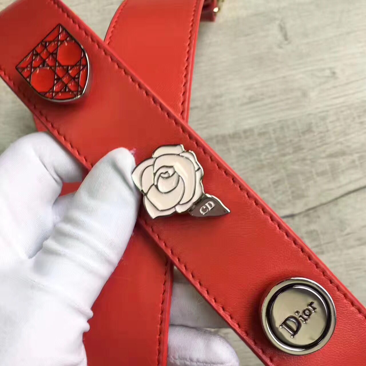 Dior Lady Bag Original Sheepskin Leather D6355 Red Dior Lady Bag Original Sheepskin Leather D6355 Red