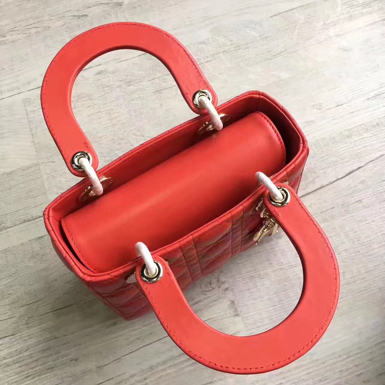 Dior Lady Bag Original Sheepskin Leather D6355 Red Dior Lady Bag Original Sheepskin Leather D6355 Red