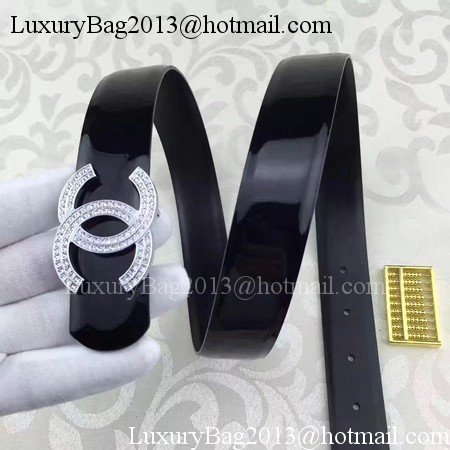 Chanel 30mm Patent Leather Belt CH5230 Black Chanel 30mm Patent Leather Belt CH5230 Black