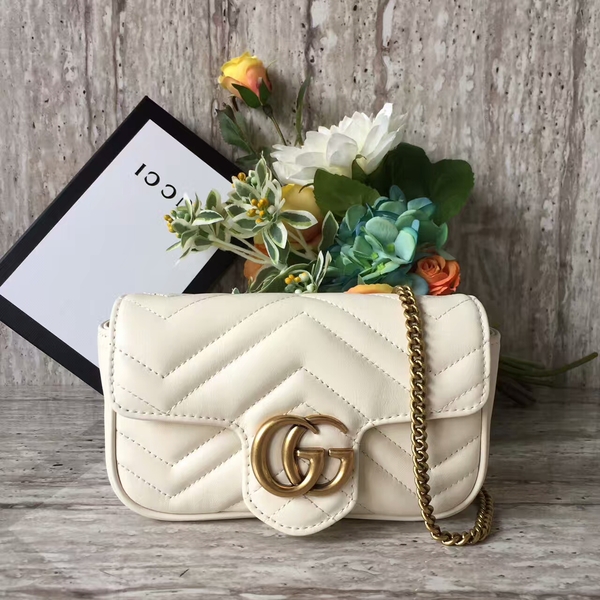 Gucci GG Marmont Nano Shoulder Bag 476433A White Gucci GG Marmont Nano Shoulder Bag 476433A White