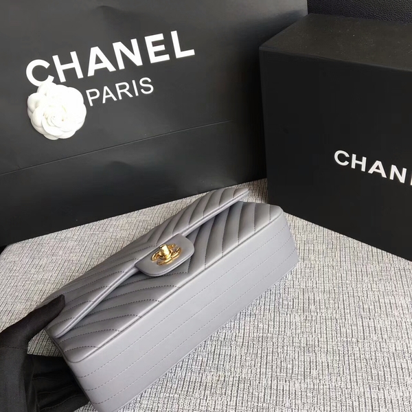 Chanel Flap Shoulder Bags Grey Original Sheepskin CF1112 Gold Chanel Flap Shoulder Bags Grey Original Sheepskin CF1112 Gold