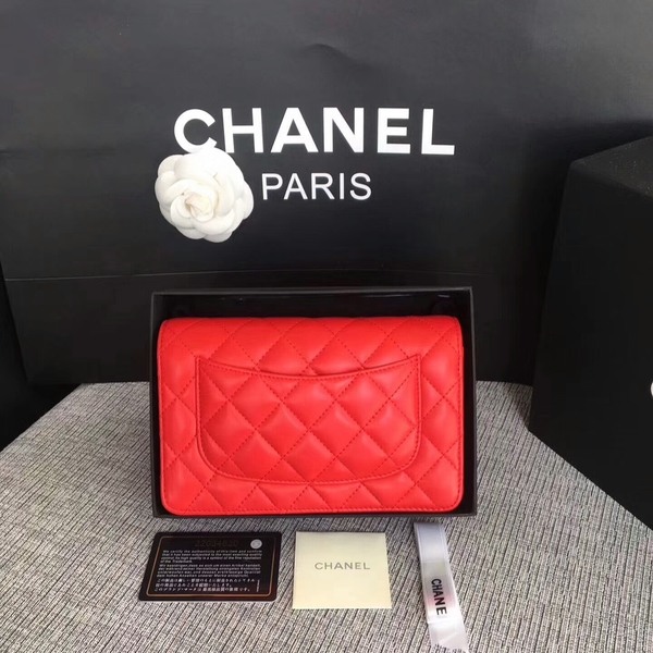 Chanel WOC Flap Bag Red Original Sheepskin Leather 33814 Glod Chanel WOC Flap Bag Red Original Sheepskin Leather 33814 Glod