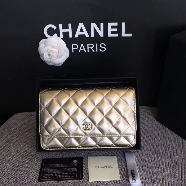 Chanel WOC Flap Bag Original Sheepskin Leather 33814A Silver Chanel WOC Flap Bag Original Sheepskin Leather 33814A Silver