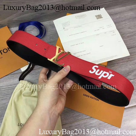 Louis Vuitton SPREME 40mm Red Epi Leather Belt M5897 Gold Louis Vuitton SPREME 40mm Red Epi Leather Belt M5897 Gold