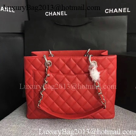 Chanel LE Boy Grand Shopping Tote Bag GST Red Cannage Pattern A50995 Silver Chanel LE Boy Grand Shopping Tote Bag GST Red Cannage Pattern A50995 Silver