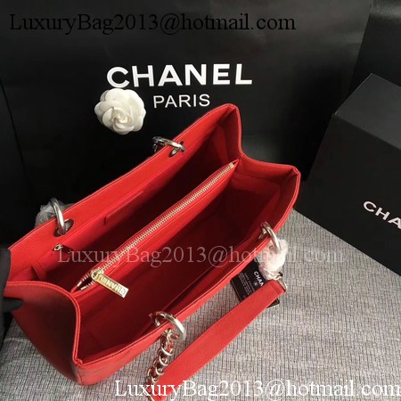 Chanel LE Boy Grand Shopping Tote Bag GST Red Cannage Pattern A50995 Silver Chanel LE Boy Grand Shopping Tote Bag GST Red Cannage Pattern A50995 Silver