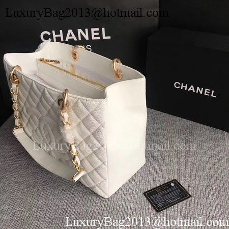 Chanel LE Boy Grand Shopping Tote Bag GST White Cannage Pattern A50995 Gold Chanel LE Boy Grand Shopping Tote Bag GST White Cannage Pattern A50995 Gold