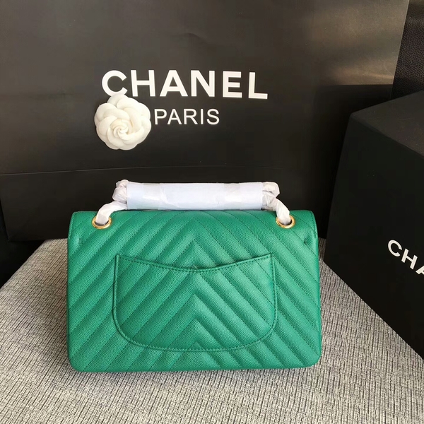 Chanel Flap Shoulder Bags Green Original Calfskin Leather CF1112 Gold Chanel Flap Shoulder Bags Green Original Calfskin Leather CF1112 Gold