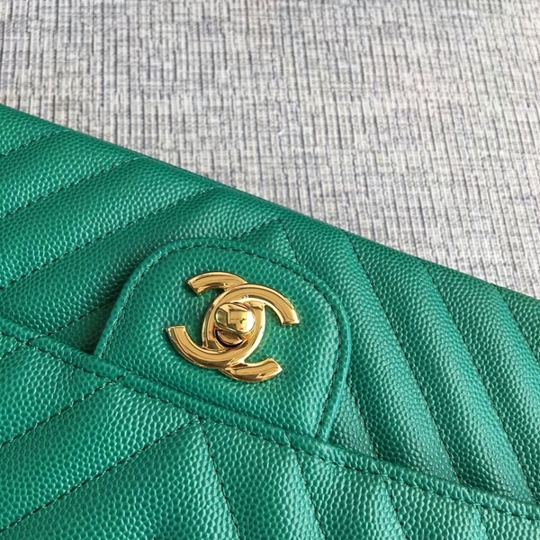 Chanel Flap Shoulder Bags Green Original Calfskin Leather CF1112 Gold Chanel Flap Shoulder Bags Green Original Calfskin Leather CF1112 Gold