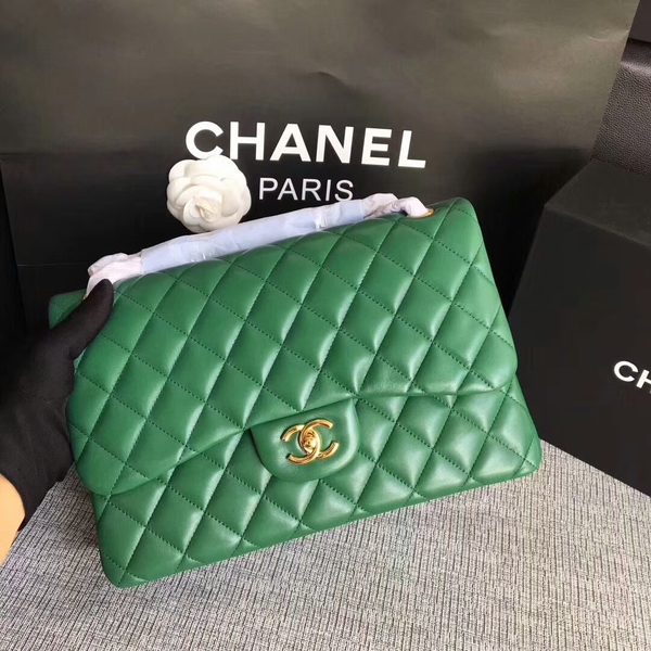 Chanel Flap Shoulder Bags Green Original Lambskin Leather CF1113 Glod Chanel Flap Shoulder Bags Green Original Lambskin Leather CF1113 Glod