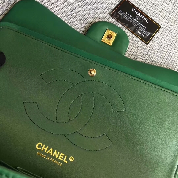 Chanel Flap Shoulder Bags Green Original Lambskin Leather CF1113 Glod Chanel Flap Shoulder Bags Green Original Lambskin Leather CF1113 Glod