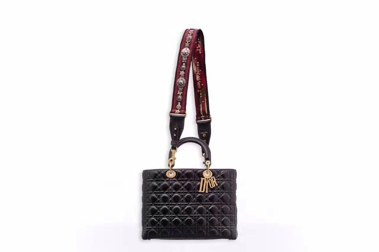 Dior Lady Bag Sheepskin Original Leather D6356 Black Dior Lady Bag Sheepskin Original Leather D6356 Black