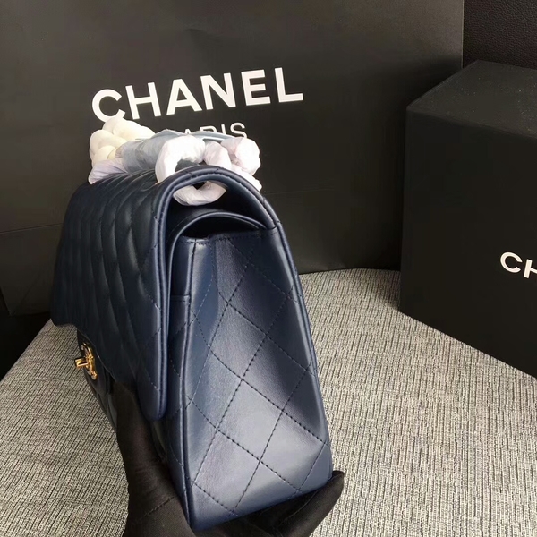 Chanel Flap Shoulder Bags Dark Blue Original Lambskin Leather CF1113 Glod Chanel Flap Shoulder Bags Dark Blue Original Lambskin Leather CF1113 Glod