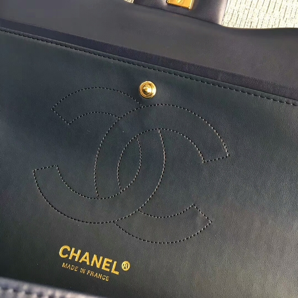 Chanel Flap Shoulder Bags Dark Blue Original Lambskin Leather CF1113 Glod Chanel Flap Shoulder Bags Dark Blue Original Lambskin Leather CF1113 Glod