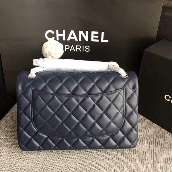 Chanel Flap Shoulder Bags Dark Blue Original Lambskin Leather CF1113 Silver Chanel Flap Shoulder Bags Dark Blue Original Lambskin Leather CF1113 Silver
