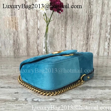 Gucci GG Marmont Chevron Velvet mini Bag 446744 Blue Gucci GG Marmont Chevron Velvet mini Bag 446744 Blue